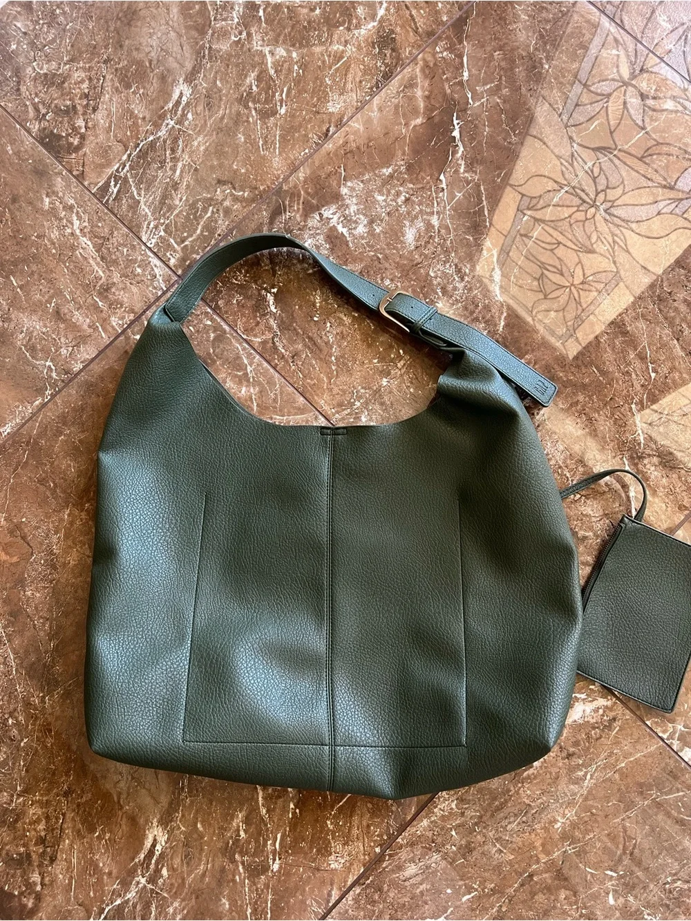 Dark Green GAP Hobo Bag with magnetic closure and attached wallet